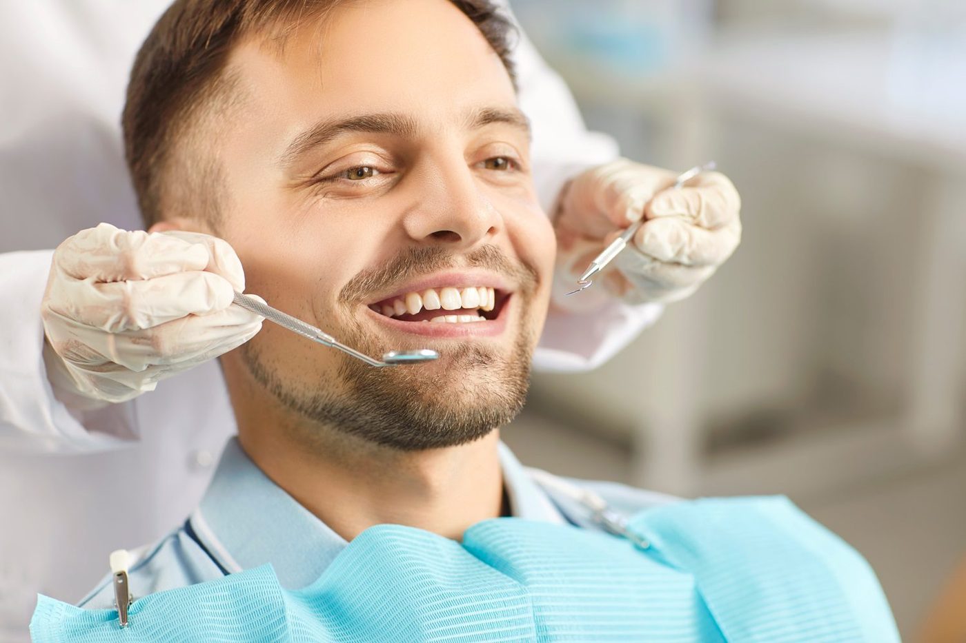 A dental exam during a clinic visit